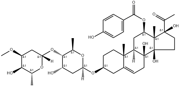 Qingyangshengenin 3-O-β-D-cymaropyranosyl-(1→4)-β-D-digitoxopyranoside Struktur