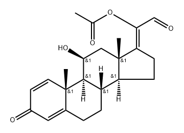 (11β,17Z)-20-(Acetyloxy)-11-hydroxy-3-oxopregna-1,4,17(20)-trien-21-al Struktur