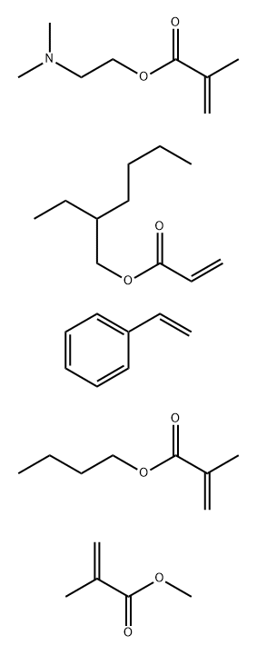 2-Propenoic acid, 2-methyl-, butyl ester, polymer with 2-(dimethylamino)ethyl 2-methyl-2-propenoate, ethenylbenzene, 2-ethylhexyl 2-propenoate and methyl 2-methyl-2-propenoate Struktur