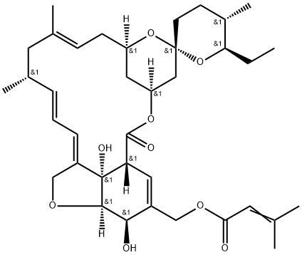 Milbemycin B, 5-O-demethyl-28-deoxy-6,28-epoxy-25-ethyl-26-[(3-methyl-1-oxo-2-buten-1-yl)oxy]-, (6R,25R)- Struktur