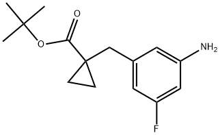 tert-butyl1-(3-amino-5-fluorobenzyl)cyclopropane-1-carboxylate Struktur