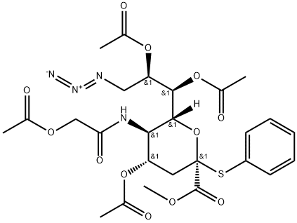 Methyl (Phenyl 5-Acetoxyacetamido-4,7,8-tri-O-acetyl-9-azido-3,5,9-trideoxy-2-thio-D-glycero-beta-D-galacto-2-nonulopyranosid)onate Struktur