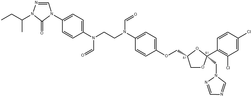 Itraconazole Desethylene-seco-piperazine Di-N-formyl Impurity 結(jié)構(gòu)式