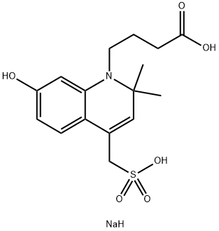 1(2H)-Quinolinebutanoic acid, 7-hydroxy-2,2-dimethyl-4-(sulfomethyl)-, sodium salt (1:2) Struktur