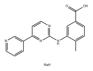 Benzoic acid, 4-methyl-3-[[4-(3-pyridinyl)-2-pyrimidinyl]amino]-, sodium salt (1:1) Struktur