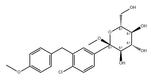 α-D-Glucopyranoside, methyl 1-C-[4-chloro-3-[(4-methoxyphenyl)methyl]phenyl]- Struktur