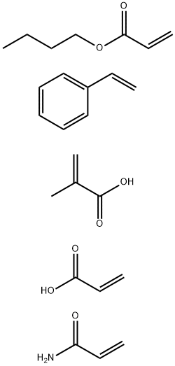 2-Propenoic acid, 2-methyl-, polymer with butyl 2-propenoate, ethenylbenzene, 2-propenamide and 2-propenoic acid Struktur