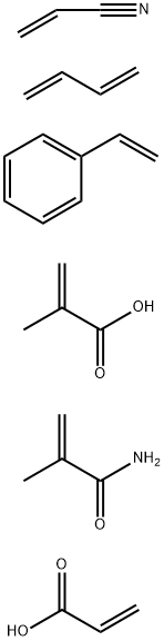 2-Propenoic acid, 2-methyl-, polymer with 1,3-butadiene, ethenylbenzene, 2-methyl-2-propenamide, 2-propenenitrile and 2-propenoic acid, ammonium salt Struktur