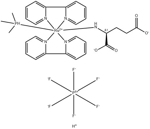 (bis(2,2'-Bipyridine-N,N')trimethylphosphine)-(S)-1-aminopropane-1,3-dicarboxylicacidruthenium(2+)complexsodiumhexafluorophosphatesalt Struktur