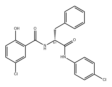 Benzenepropanamide, α-[(5-chloro-2-hydroxybenzoyl)amino]-N-(4-chlorophenyl)-, (αR)- Struktur