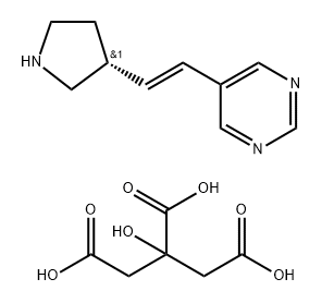 Pyrimidine, 5-[(1E)-2-(3R)-3-pyrrolidinylethenyl]-, 2-hydroxy-1,2,3-propanetricarboxylate (1:1) Struktur