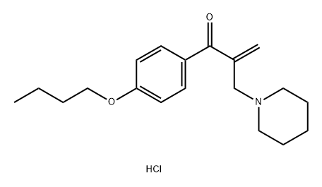 2-Propen-1-one, 1-(4-butoxyphenyl)-2-(1-piperidinylmethyl)-, hydrochloride (1:1) Struktur