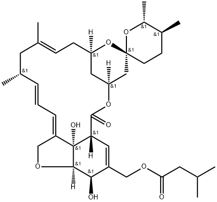 Milbemycin B, 5-O-demethyl-28-deoxy-6,28-epoxy-25-methyl-26-(3-methyl-1-oxobutoxy)-, (6R,25R)- (9CI) Struktur