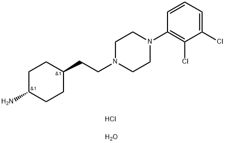 CyclohexanaMine, 4-[2-[4-(2,3-dichlorophenyl)-1-piperazinyl]ethyl]- (hydrochloride, hydrate)(1:2:1), trans- Struktur