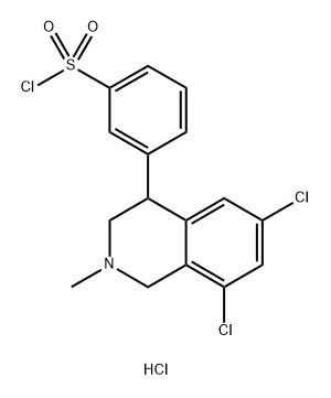 Benzenesulfonyl chloride, 3-(6,8-dichloro-1,2,3,4-tetrahydro-2-methyl-4-isoquinolinyl)-, hydrochloride (1:1) Struktur