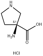 3-Pyrrolidinecarboxylic acid, 3-amino-, hydrochloride (1:2), (3S)- Struktur