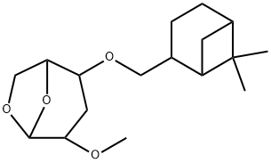 .beta.-D-ribo-Hexopyranose, 1,6-anhydro-3-deoxy-4-O-(6,6-dimethylbicyclo3.1.1hept-2-yl)methyl-2-O-methyl-, 1S-(1.alpha.,2.alpha.,5.alpha.)- Struktur