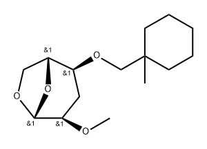 .beta.-D-ribo-Hexopyranose, 1,6-anhydro-3-deoxy-2-O-methyl-4-O-(1-methylcyclohexyl)methyl- Struktur