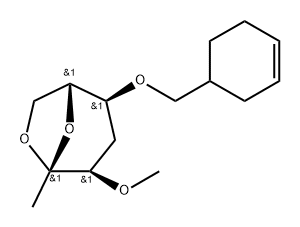 .beta.-D-ribo-2-Heptulopyranose, 2,7-anhydro-5-O-(3-cyclohexen-1-ylmethyl)-1,4-dideoxy-3-O-methyl- Struktur