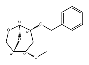 .beta.-ribo-Hexopyranose, 1,6-anhydro-3-deoxy-4-O-methyl-2-O-(phenylmethyl)- Struktur