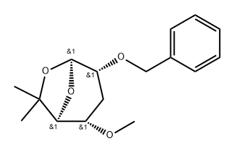 .beta.-ribo-Heptopyranose, 1,6-anhydro-3,7-dideoxy-6-C-methyl-4-O-methyl-2-O-(phenylmethyl)- Struktur