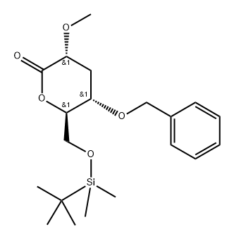 D-ribo-Hexonic acid, 3-deoxy-6-O-(1,1-dimethylethyl)dimethylsilyl-2-O-methyl-4-O-(phenylmethyl)-, .delta.-lactone Struktur