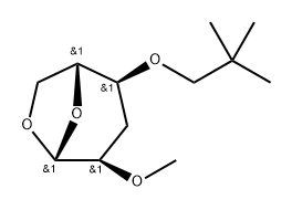 .beta.-D-ribo-Hexopyranose, 1,6-anhydro-3-deoxy-4-O-(2,2-dimethylpropyl)-2-O-methyl- Struktur