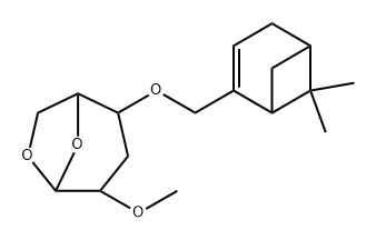 .beta.-D-ribo-Hexopyranose, 1,6-anhydro-3-deoxy-4-O-(6,6-dimethylbicyclo3.1.1hept-2-en-2-yl)methyl-2-O-methyl-, (1R)- Struktur