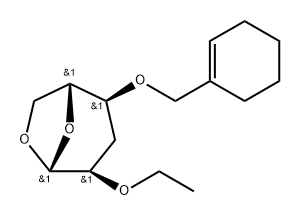 .beta.-D-ribo-Hexopyranose, 1,6-anhydro-4-O-(1-cyclohexen-1-ylmethyl)-3-deoxy-2-O-ethyl- Struktur