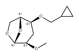 .beta.-D-ribo-Hexopyranose, 1,6-anhydro-4-O-(cyclopropylmethyl)-3-deoxy-2-O-methyl- Struktur