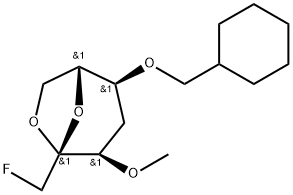 .beta.-D-ribo-2-Heptulopyranose, 2,7-anhydro-5-O-(cyclohexylmethyl)-1,4-dideoxy-1-fluoro-3-O-methyl- Struktur