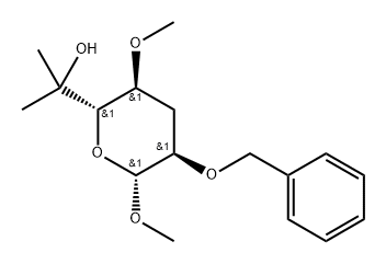 .beta.-ribo-Heptopyranoside, methyl 3,7-dideoxy-6-C-methyl-4-O-methyl-2-O-(phenylmethyl)- Struktur