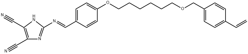 2-[(E)-[[4-[[6-[(4-ethenylphenyl)methoxy]hexyl]oxy]phenyl]methylene]amino]-1H-Imidazole-4,5-dicarbonitrile Struktur