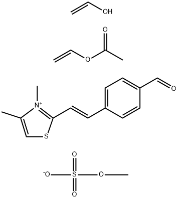 Reaction products of: poly(vinyl acetate), partially hydrolyzed, with (E)-2-(4-formylstyryl)-3,4-dimethylthiazoliummethyl sulfate Struktur