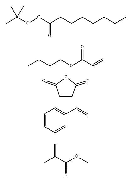 Octaneperoxoic acid, 1,1-dimethylethyl ester, polymer with butyl 2-propenoate, ethenylbenzene, 2,5-furandione and methyl 2-methyl-2-propenoate Struktur