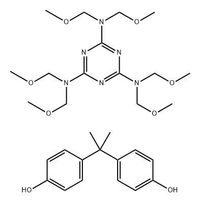 Phenol, 4,4'-(1-methylethylidene)bis-, reaction products with hexakis(methoxymethyl)melamine Struktur