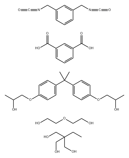 1,3-Benzenedicarboxylic acid, polymer with 1,3-bis(isocyanatomethyl)benzene, 2-ethyl-2-(hydroxymethyl)-1,3-propanediol, 1,1'-[(1-methylethylidene) bis(4,1-phenyleneoxy)]bis[2-propanol] and 2,2'-oxybis[ethanol] Struktur