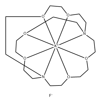 Potassium(1+), (4,7,13,16,21,24-hexaoxa-1,10-diazabicyclo[8.8.8]hexacosane-κN1,κN10,κO4,κO7,κO13,κO16,κO21,κO24)-, fluoride (1:1) Struktur