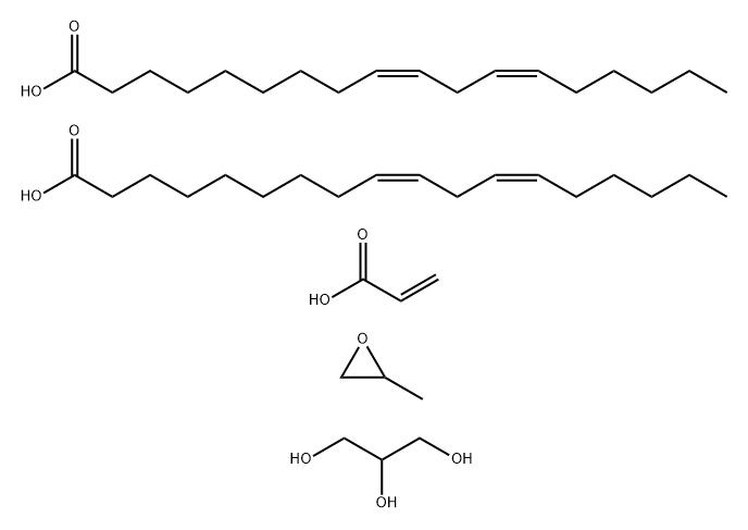 9,12-Octadecadienoic acid (9Z,12Z)-, trimer, polymer with methyloxirane, (9Z,12Z)-9,12-octadecadienoic acid dimer, 1,2,3-propanetriol and 2-propenoic acid Struktur