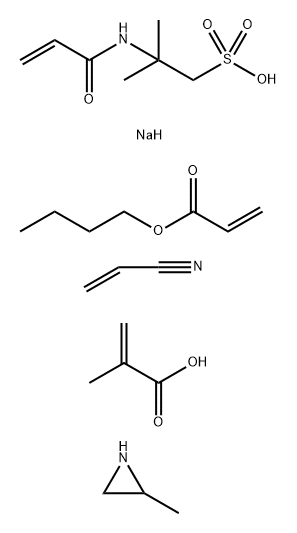 2-Propenoic acid, 2-methyl-, polymer with butyl 2-propenoate, 2-methylaziridine, 2-methyl-2-[(1-oxo-2-propenyl) amino]-1-propanesulfonic acid monosodium salt and 2-propenenitrile Struktur