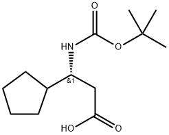 Cyclopentanepropanoic acid, β-[[(1,1-dimethylethoxy)carbonyl]amino]-, (βR)- Struktur