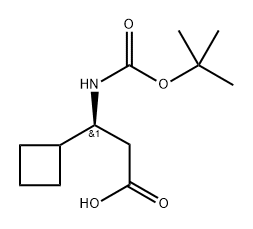 Cyclobutanepropanoic acid, β-[[(1,1-dimethylethoxy)carbonyl]amino]-, (βS)- Struktur