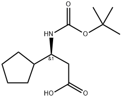 Cyclopentanepropanoic acid, β-[[(1,1-dimethylethoxy)carbonyl]amino]-, (βS)- Struktur