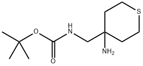 tert-butyl N-[(4-aminotetrahydrothiopyran-4-yl)methyl]carbamate Struktur