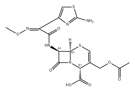 5-Thia-1-azabicyclo[4.2.0]oct-3-ene-2-carboxylic acid, 3-[(acetyloxy)methyl]-7-[[(2-amino-4-thiazolyl)(methoxyimino)acetyl]amino]-8-oxo-, [2R-[2α,6α,7β(Z)]]- (9CI) Struktur