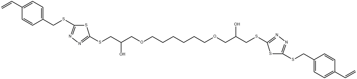 1,1′-[1,6-hexanediylbis(oxy)]bis[3-[[5-[[(4-ethenylphenyl)methyl]thio]-1,3,4-thiadiazol-2-yl]thio]- 2-propanol Struktur