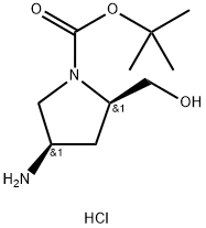 (2R,4R)-tert-Butyl 4-amino-2-(hydroxymethyl)pyrrolidine-1-carboxylate hydrochloride Struktur