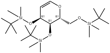 D-ribo-Hex-1-enitol, 1,5-anhydro-2-deoxy-3,4,6-tris-O-[(1,1-dimethylethyl)dimethylsilyl]- Struktur