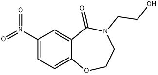 4-(2-hydroxyethyl)-7-nitro-3,4-dihydrobenzo[f][1,4]oxazepin-5(2H)-one Struktur