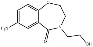 7-amino-4-(2-hydroxyethyl)-3,4-dihydrobenzo[f][1,4]oxazepin-5(2H)-one Struktur